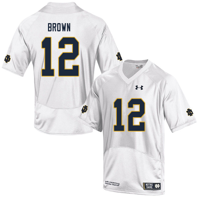 Men #12 DJ Brown Notre Dame Fighting Irish College Football Jerseys Sale-White